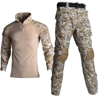 Imagem de Camuflagem tática Roupas uniformes militares Termo de Windbreaker Army Airsoft Camisa de combate + calça de carga, Desert Digital, 6xl
