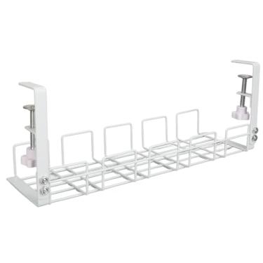 Imagem de Rack de Gerenciamento de Cabos Sub-DESK, Forte Porte Carga Aço Aço 40,5 Cm Bandeja Gerenciamento Cabos Submarino (Branco)