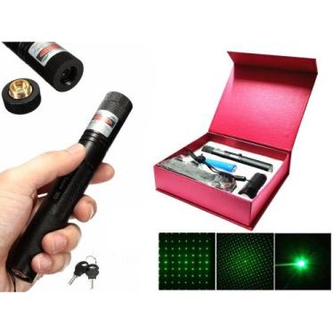 Imagem de Caneta Laser Pointer 303 Verde Ultra Forte Alcance 50km com Chave Bate