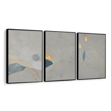 Imagem de Quadros Decorativos Abstrato Cimento Queimado gold luxo sala quarto com Moldura (Moldura Preta, 40x60, Com Vidro)