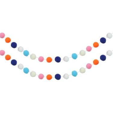 Imagem de PATIKIL 2 peças de guirlanda de pompom, faixa decorativa de 2,5 m com 30 bolas de feltro para decoração de quarto de festa de aniversário, Dia das Bruxas, Ação de Graças, Natal, aniversário, festas
