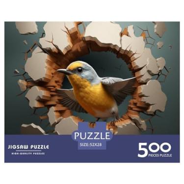 Imagem de Quebra-cabeça divertido pássaro para adultos 500 peças animal 3D brinquedo de alívio de estresse decoração de casa brinquedo educativo jogo intelectual desafio educacional 500 peças (52 x 38 cm)