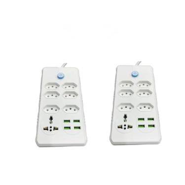 Imagem de Régua Filtro de Linha com 7 Tomadas Extensão Elétrica 1 Universal 4 USB Bivolt 10A 110v/220v Cabo de 2 Metros (2)