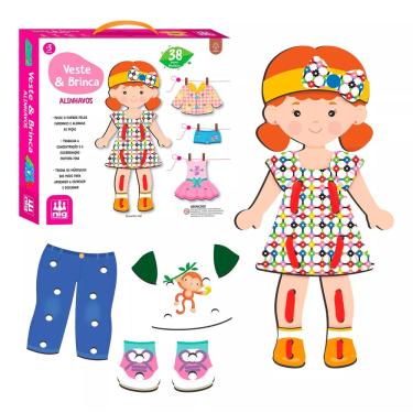 Imagem de Brinquedo Educativo Em Madeira Alinhavo Veste & Brinca 38 Peças - Nig Brinquedos