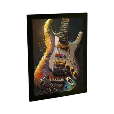 Imagem de Quadro Decorativo Guitarra Ilustração Colorida Grunge Rock