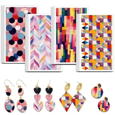 Imagem de OLYCRAFT Papel de transferência de geometria colorida, 4 designs, 24 peças, papel de transferência para mosaico colorido, folhas de transferência de argila de polímero, papéis de transferência de