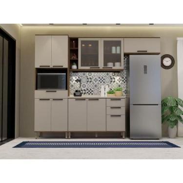 Imagem de Cozinha Compacta 4 Peças Com Espaço Para Microondas Vidro E Nogueira D