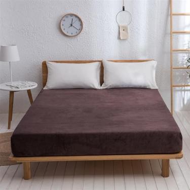 Imagem de 1 lençol de flanela luxuoso, supermacio, confortável, confortável, com bolso profundo para colchão (E, Queen)