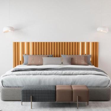 Imagem de Cabeceira de Casal Ripado com Led Sorrento Nature - CASA H