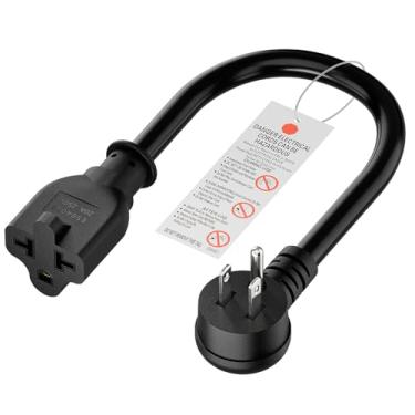 Imagem de Angled [4-in-1] 12AWG 15 Amp Household Plug to 20 Amp T Blade Adapter Cable,5-15P to 5-20R,5-15P to 6-15R,5-15P to 6-20R, Four-in-One Adapter,15A 125V to 20A 250V/ 20A 250V Cable, 1FT