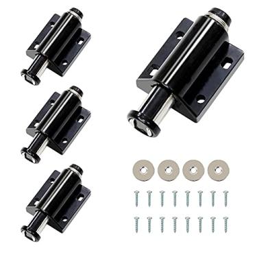Imagem de Fechadura magnética para porta de armário com fecho magnético preto para gaveta, ferragens, trava de segurança para bebês, 4 peças, preto