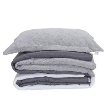 Imagem de Kit Edredom Solteiro Colorful Dupla Face Linho E Hipercal 400 Fios 5 P