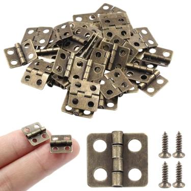 Imagem de Zorveiio 24 peças pequenas dobradiças 13 x 12 mm mini dobradiças bronze antigo dobradiças pequenas dobradiças tom bronze casa boneca dobradiças DIY dobradiças para mini armário joias caixa de madeira
