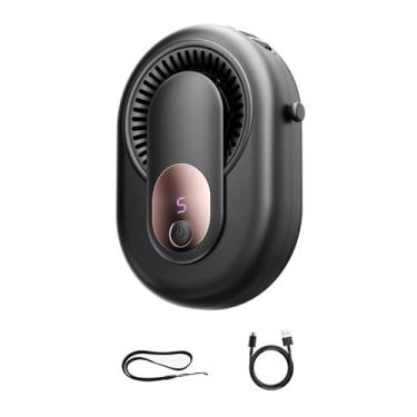 Imagem de Fenteer Ventilador de cintura acessório multifuncional mesa prático ventilador de mão pendurado no pescoço para caminhadas escalada mochila ao ar livre em, Preto