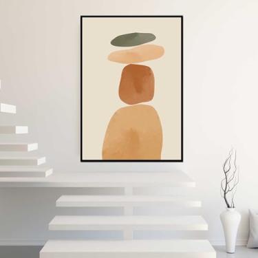 Imagem de Quadro com Moldura Abstrato Pedras Abstrato Minimalista Decorativo Grande Sala Quarto Hall