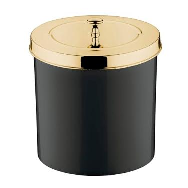 Imagem de Lixeira c/tampa 5 litros preto/dourado - Future | Com sistema que esconde o saco de lixo