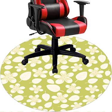 Imagem de Tapete de cadeira de escritório com flores, textura de flor, tapete de cadeira de mesa para piso de madeira de escritório em casa, protetor de piso de pilha baixa, redondo de 91 cm