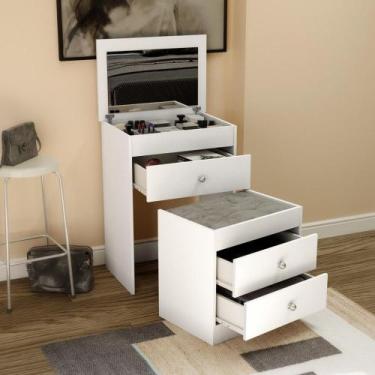 Imagem de Penteadeira 3 Gavetas com Banqueta MB1011 Movelbento, Branco