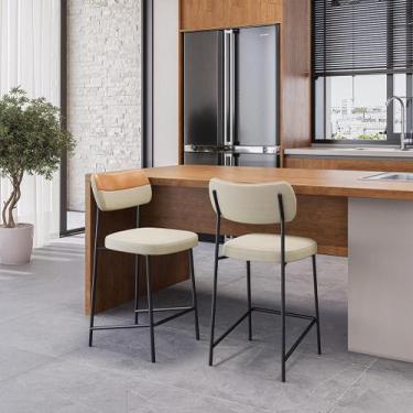Imagem de Kit 2 Banqueta Alta Maia Bar Cozinha Espaço Gourmet Whisky/Gengibre - 
