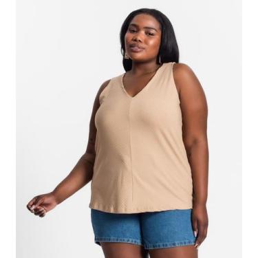 Imagem de Regata Feminina Plus Size Secret Glam Marrom - Rovitex Plus Size, Plus