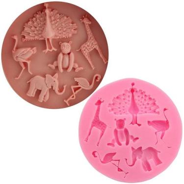 Imagem de Molde Silicone Animais Girafa Avestruz Elefante Flamingo - LUYKE