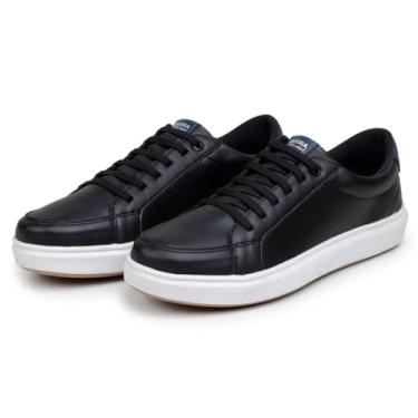 Imagem de Sapatenis Masculino Tênis Casual Sapato 100% Couro Eco. Dia A Dia Confortável (Preto-Branco, BR, Adulto, Numérico, 39)