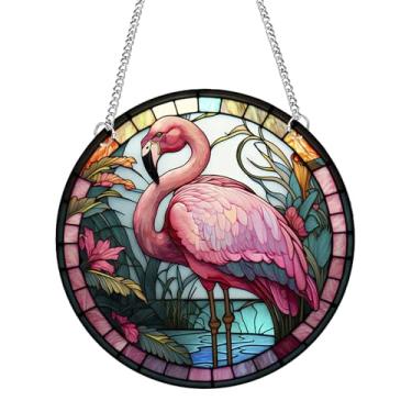 Imagem de HIZEFSOO 1 Pç Flamingo Suncatcher Acrílico Manchado Janela Pendurada Artístico Pássaro Janela Pendurado Pássaro Suncatcher Quarto Varanda Jardim Corredor Janela Pendurado Decoração Presentes para Mãe