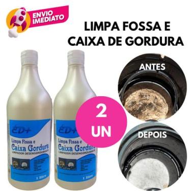 Imagem de Kit Limpa Fossa Caixa Gordura 1 Litro Limpador Desengordurante Remove 