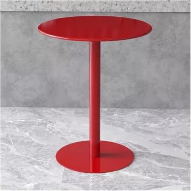 Imagem de Mesa De Bistrô Pátio Mesa De Jantar De Metal De Ferro, Mesa Redonda Pequena, Mesa Lateral De Sofá, Mesa De Centro, Mesa De Chá De Leite, Mesa De Bar, Mesa De, Red, 70x70x72cm