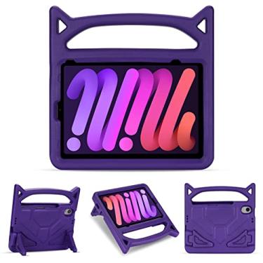 Imagem de YELERWE Capa para tablet infantil iPad mini 7/6 com alça, suporte, suporte de lápis, roxa
