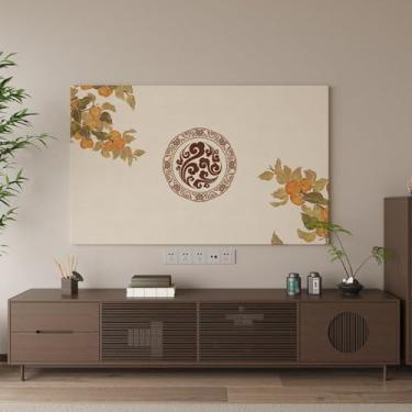 Imagem de HSTANGKY Capa de TV 32-80 polegadas Capa protetora de tela de TV de tecido espesso Design de banda elástica universal para TVs LCD/LED Proteção de tela à prova de poeira - flor 2||40-43 polegadas