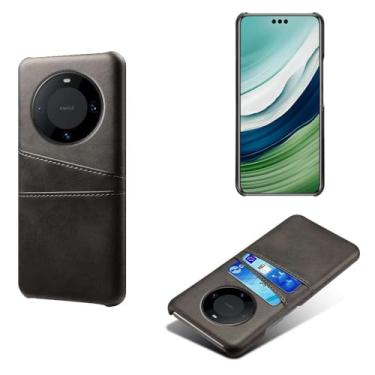 Imagem de Capas Compatível com HUAWEI MATE 60 Pro Plus,Caso de couro PU-Tampa de telefone a prova de choque com 2 slots de cartão,Proteção anti-impressão digital e anti-gota-Black