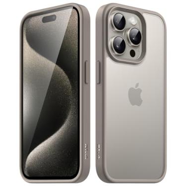 Imagem de JETech Capa Fosca para iPhone 15 Pro Max 6,7 Polegadas, Proteção Contra Quedas à Prova de Choque, Case Traseira Translúcida Fosca para Telefone, Capinha Anti-Impressão Digital (Titânio Natural)
