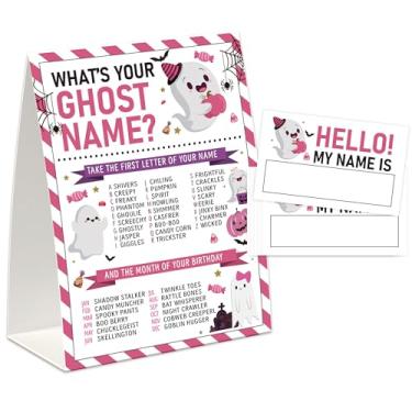 Imagem de UHADRE What is Your Ghost Name Game(One Sign with 30 Tag Stickers) Halloween Party Game,Class Home Office Party Activity, Fun Games for Friends Gathering-WSWYN02