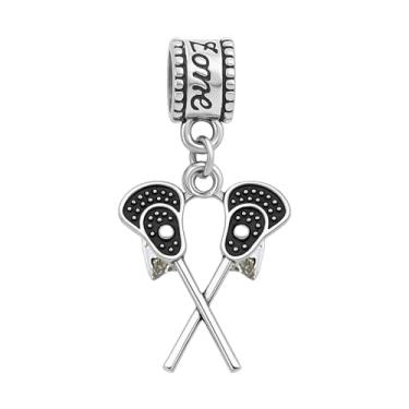 Imagem de Berloque de lacrosse – Joias esportivas para Pandora, Chamilia e Pulseiras Europeias – Presente com pingente de varas de lacrosse para jogadores e fãs