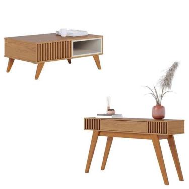 Imagem de Mesa de Centro Jeri Freijó Off White com Aparador Riviera Freijó  Coli