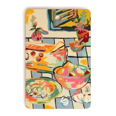 Imagem de Society6 Tábua de corte de bambu - Decoração de cozinha por Sandra Poliakov - Tábuas de corte exclusivas para cozinha, 40,6 cm x 26,7 cm x 1,3 cm, amor de pão e macarrão