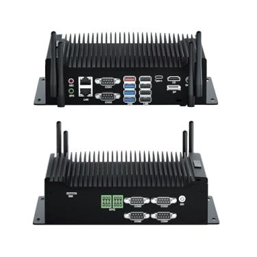 Imagem de WEIDIAN PC industrial, computador sem ventilador i5 10210U (até 4,20 GHz), Mini PC com 2RS232 + 4RS422/485/232 COM, Type-C, HD, DP Triple Display, 8USB, 2GPIO, WiFi, BT, Win11 (16GB RAM 512GB M.2 SSD)