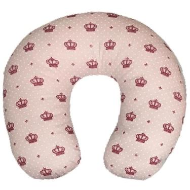 Imagem de Almofada descanso para pescoço tamanho adulto com enchimento fibra siliconadaAlmofada descanso para pescoço tamanho adulto com enchimento fibra siliconada (coroa rosa)