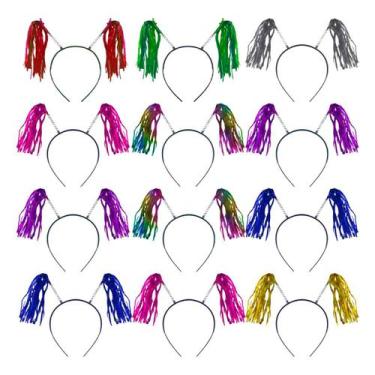 Imagem de Tiara com Fitilhos Metalizados Cores - 12 Unidades - Extra Festas