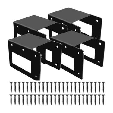 Imagem de Bothyi Suporte para lenha, suporte para empilhamento de toras, de aço para lareira, faça você mesmo, para lenha para armazenamento de pilhas de lenha, deck, 4 Pedaços