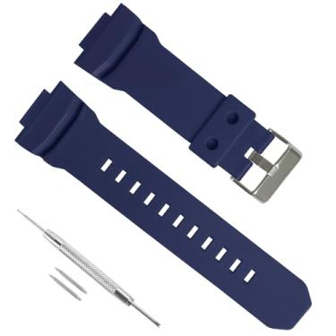 Imagem de Pulseira de silicone de substituição de 16 mm para Casio GAS/GAW/GA-150/200/201/300/310, durável, impermeável, pulseira de relógio de substituição, Casio G Shock (azul marinho)
