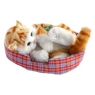 Imagem de Ｂｅｓｇａ Simulação adorável gato gatos adormecidos brinquedo make sons boneca boneca versátil vida realista decorações de pelúcia gato companheiro, Catinho Laranja Corporal