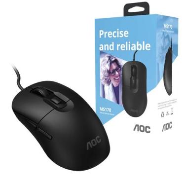 Imagem de Mouse Com fio Usb Escritório Ergonomico 4 Botões 3600dpi - AOC