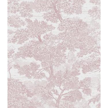 Imagem de Safiyya Papel de parede para contato com árvore rosa 199.9 cm x 43.9 cm papel de parede moderno floresta autoadesivo removível papel de parede para quarto banheiro rolos de vinil