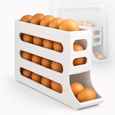 Imagem de Organizador Porta Ovos Distribuidor Rolante Dispenser Para Geladeira 4 Andares Aprox. 18 Ovos