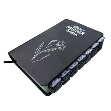 Imagem de Bíblia de Estudo da Mulher Sábia Magnólia Preta Palavras de Jesus em V