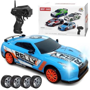 Imagem de Carrinho GTR Azul Corrida Controle Drift 4x4 Recarregável com 4 Rodas 