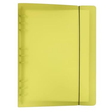 Imagem de Zelten Pasta de arquivo colorida de PP para fichário de folhas soltas com refil de caderno/organizador pessoal (mini conjunto B5 com 9 furos, amarelo)