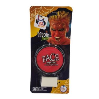 Imagem de Tinta Facial Vermelho Horror Make com Esponja  Maquiagem Artística Hal